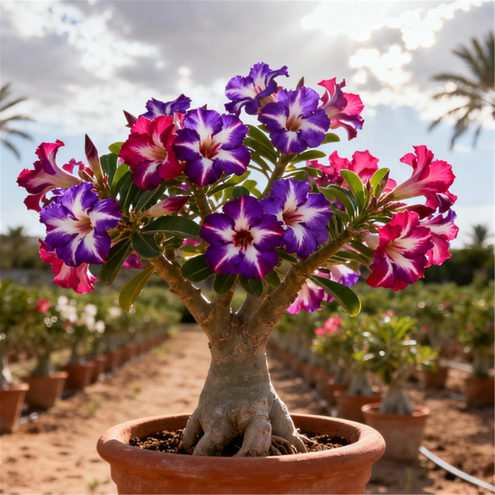 Drought-Tolerant Desert Rose Plants/Desert Rose Tubers/Cold-Hardy Perennials/Flowers Year-Round/Professional Planting for Stunning Garden Displays-2 Bulbs-D