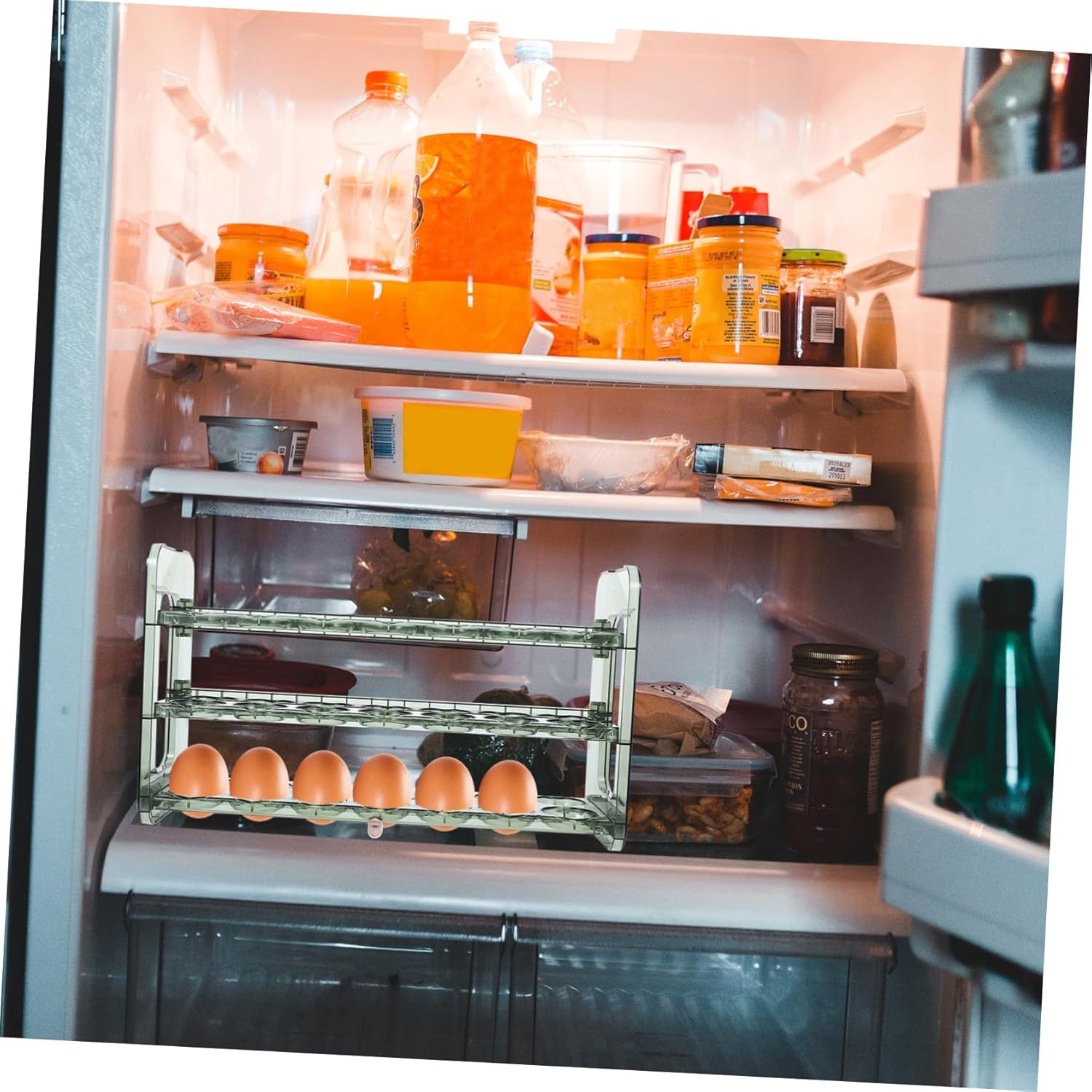 Balacoo Flip Storage Box Beauty Egg Storage Rack for Fridge Farmhouse Egg Holder for Kitchen Counter