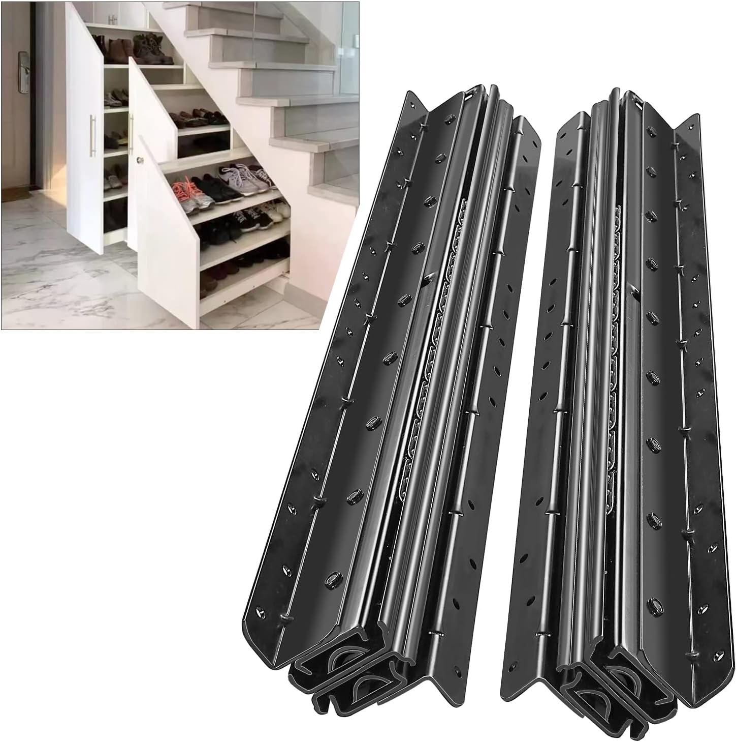 AOLISHENG Bottom Mount Heavy Duty Drawer Runners Under Stairs Drawer Runners 1000~2250mm 120kg Load Capacity Undermount Heavy Duty Drawer Slides Black Full Extension Hidden Rails, 1 Pair, 40~90 inch