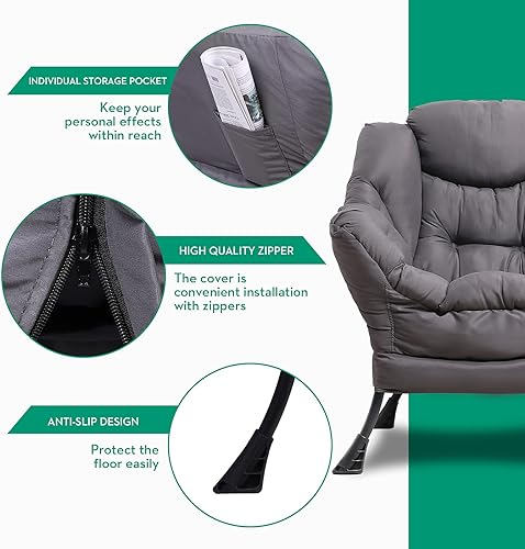 Miniatura 4 de VIVIJASON Silla perezosa de tela moderna  Silla de salón contemporánea de acento suave  Silla de sofá con marco de acero individual con