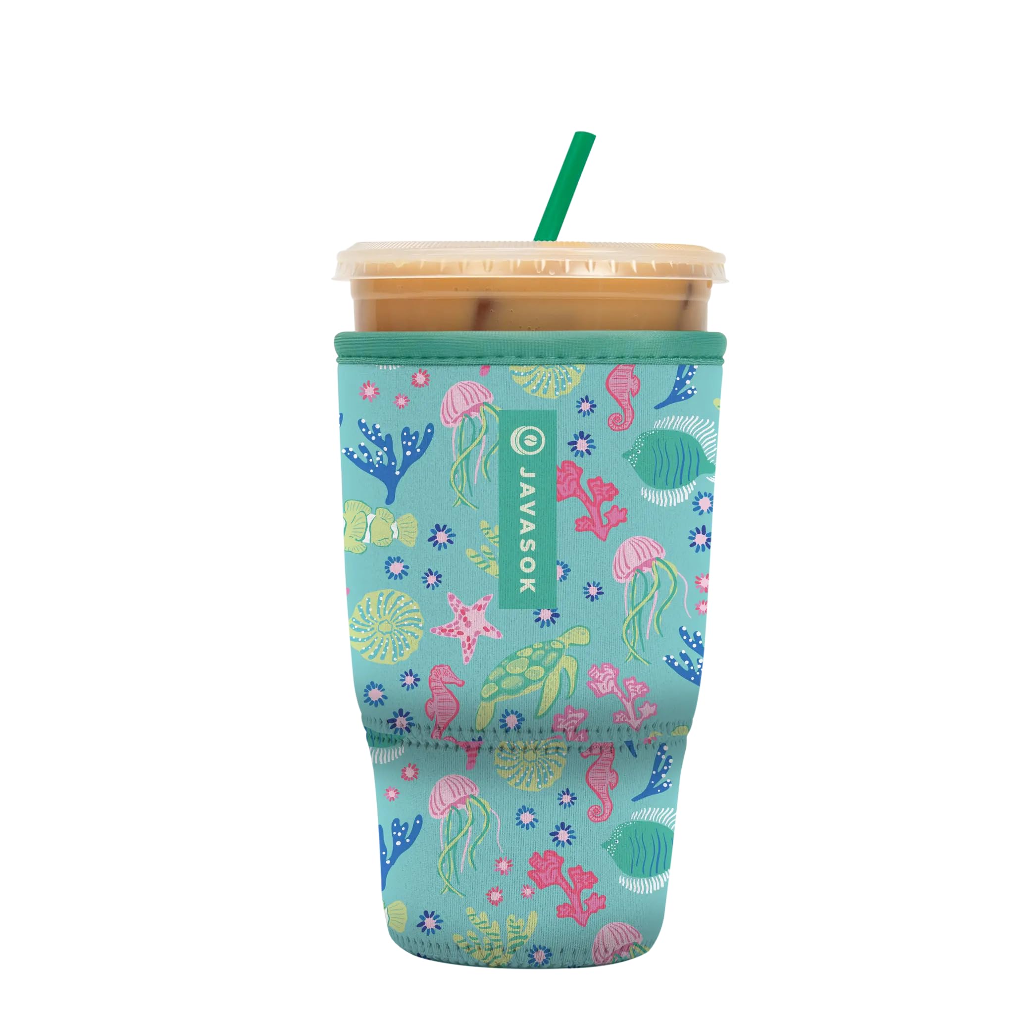 Sok It JavaSok Iced Coffee &amp; Cold Soda Insulated Neoprene Cup Sleeve (Under the Sea, Large: 30-32oz)