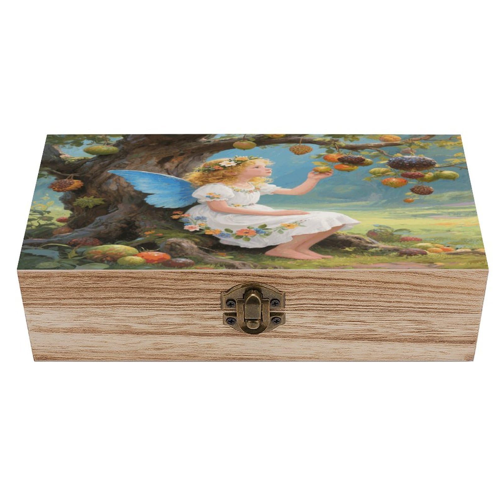 VstaDank Ancient Tree Flower Fairy Wooden Storage Box Decorative Jewelry Case with Lids Exquisite Wood Box Letters Gifts Acacia Wood Boxes Fashion Wooden Keepsake Boxes for Men Women