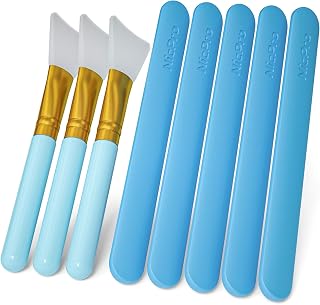 Nicpro 5 PCS Silicone Stir Sticks, Reusable Silicone Popsicle Sticks with 3PCS Silicone Brushes for Mixing Resin, Epoxy, Liquid, Paint, Making Glitter Tumblers
