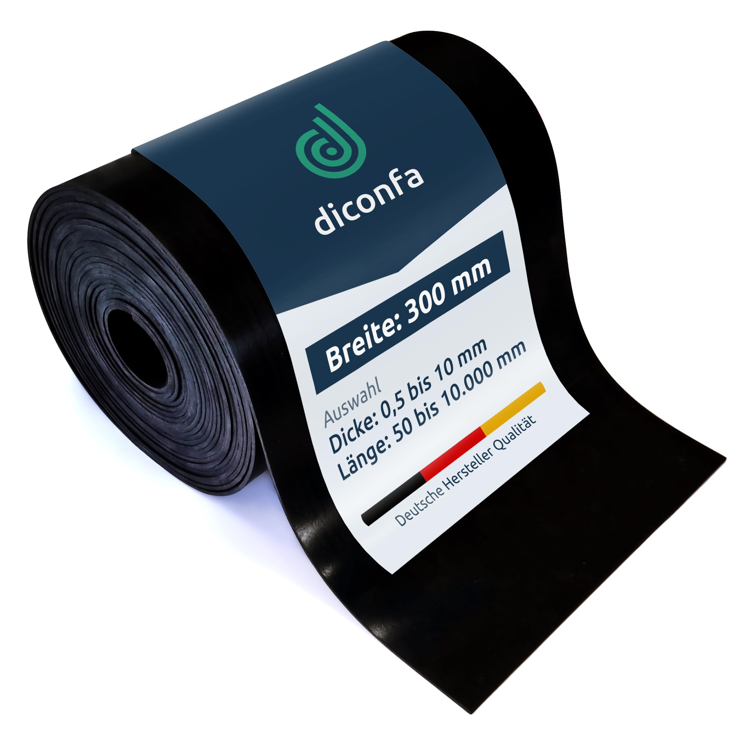 diconfa Bande de Caoutchouc Largeur 300mm 30 cm - ÉPAISSEUR 0,5 à 10 mm - Longueur 0,05 à 10 m - 320 cm 3,2 m de Long, 4 mm d'épaisseur - Tapis en Caoutchouc Vendu au mètre antidérapant