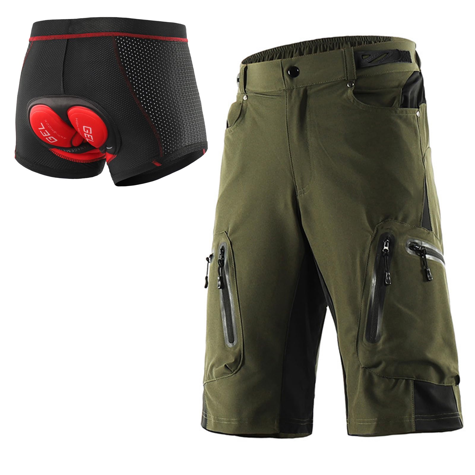 Pantaloncini da Ciclismo Traspiranti Uomo con Imbottitura in Gel 3D, Elastici Pantaloncini MTB Leggero Intimo da Ciclismo, vestibilità Ampia Pantaloncino Mountain Bike