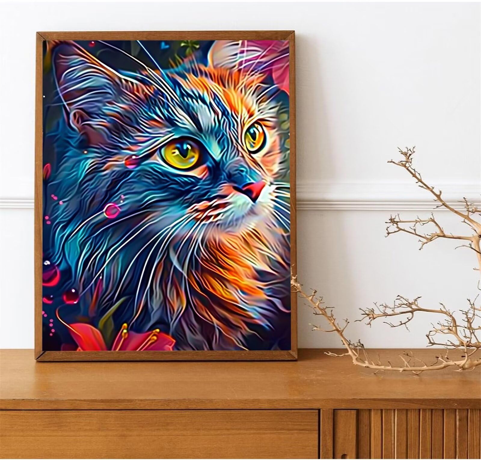 Peepezo Malen nach Zahlen Kinder ab 7 8 9 10 Jahre Mädchen, Malen nach Zahlen Erwachsene Malen-Nach-Zahlen Kinder Teenager Kreatives fürGeschenkideen Malen nach Zahlen Katze Tau 60x80cm (mit Rahmen)