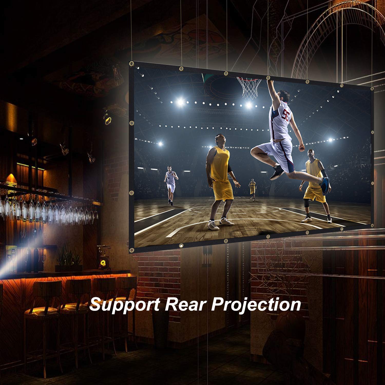 TOWOND Beamer Leinwand 150 Zoll, Mobile Leinwand für Beamer, 16:9 HD Filmleinwand, Faltbare und Tragbare Anti-Falten Outdoor Indoor für Home Party Theater Nächte