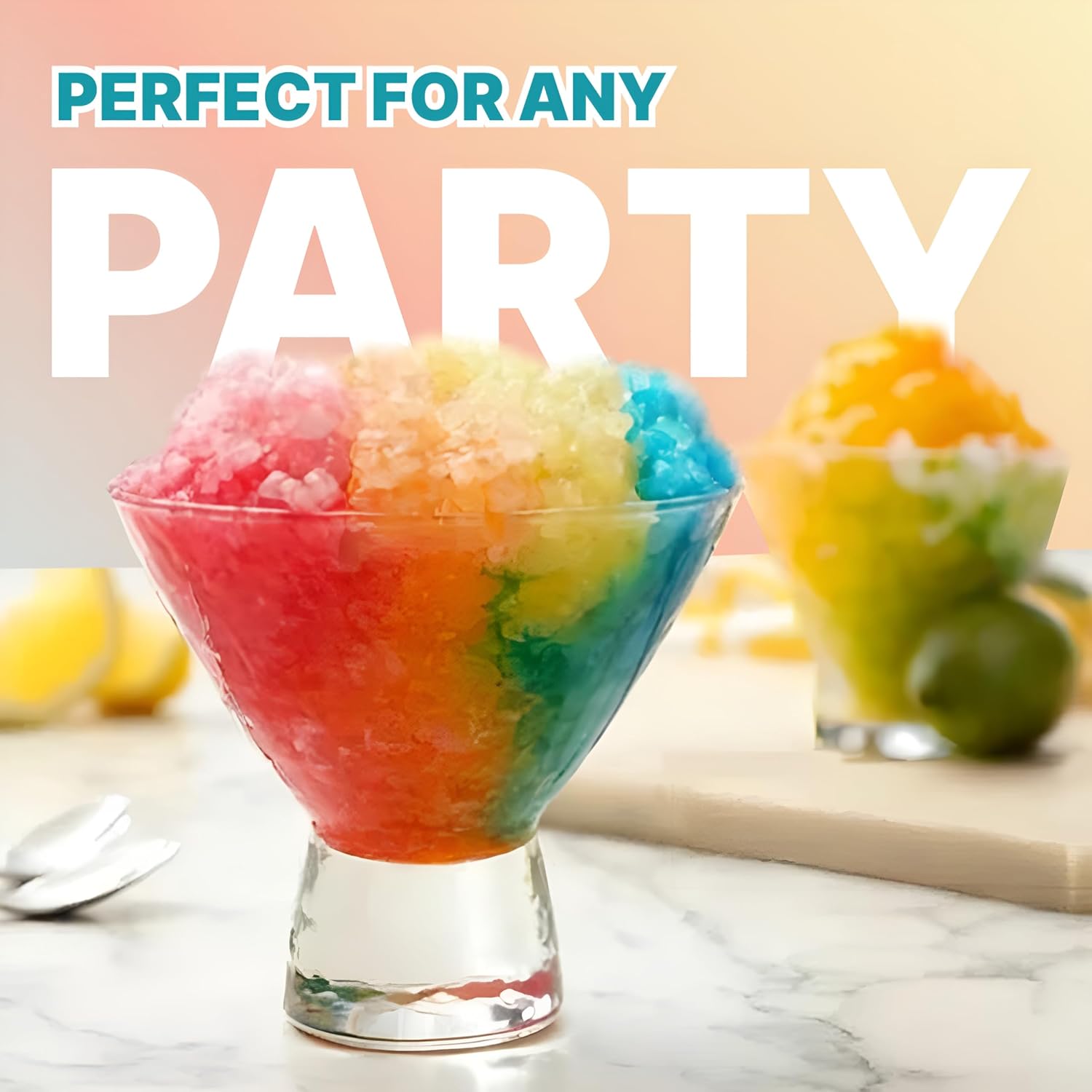 Electric Shaved Ice Machine, Snow Cone Maker for Home, Plug-in Design, Stainless Steel Blade, 2 Reusable Ice Mold Cups for Kids' Parties, Family Gatherings, Snow Cones, Summer Frozen Treats and Gifts | Easy to Use; Works with Ice Cubes or Molded Ice; Add Syrup, Jam or Fruit Toppings