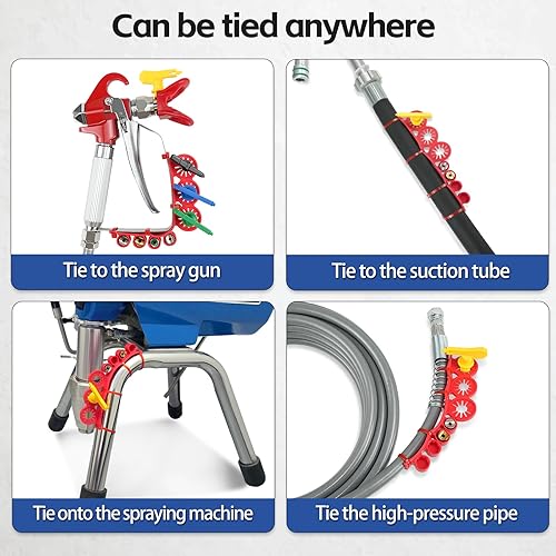 Miniatura 7 de Pistola de pintura sin aire con soporte para boquillas de punta y 4 puntas de pulverización reversibles y 6 filtros de pistola pulverizadora,