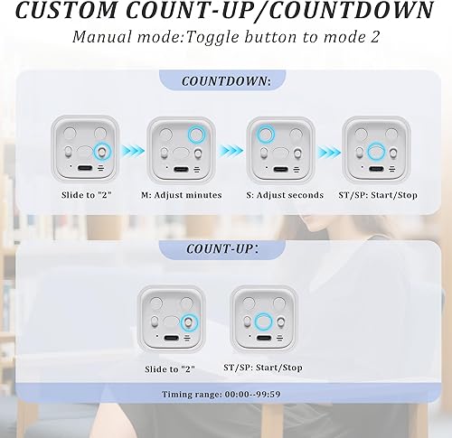 Miniatura 3 de Temporizador giratorio Pomodoro 5, 10, 30, 60 minutos preestablecido, temporizador de productividad de escritorio, cronómetro de cuenta regresiva de