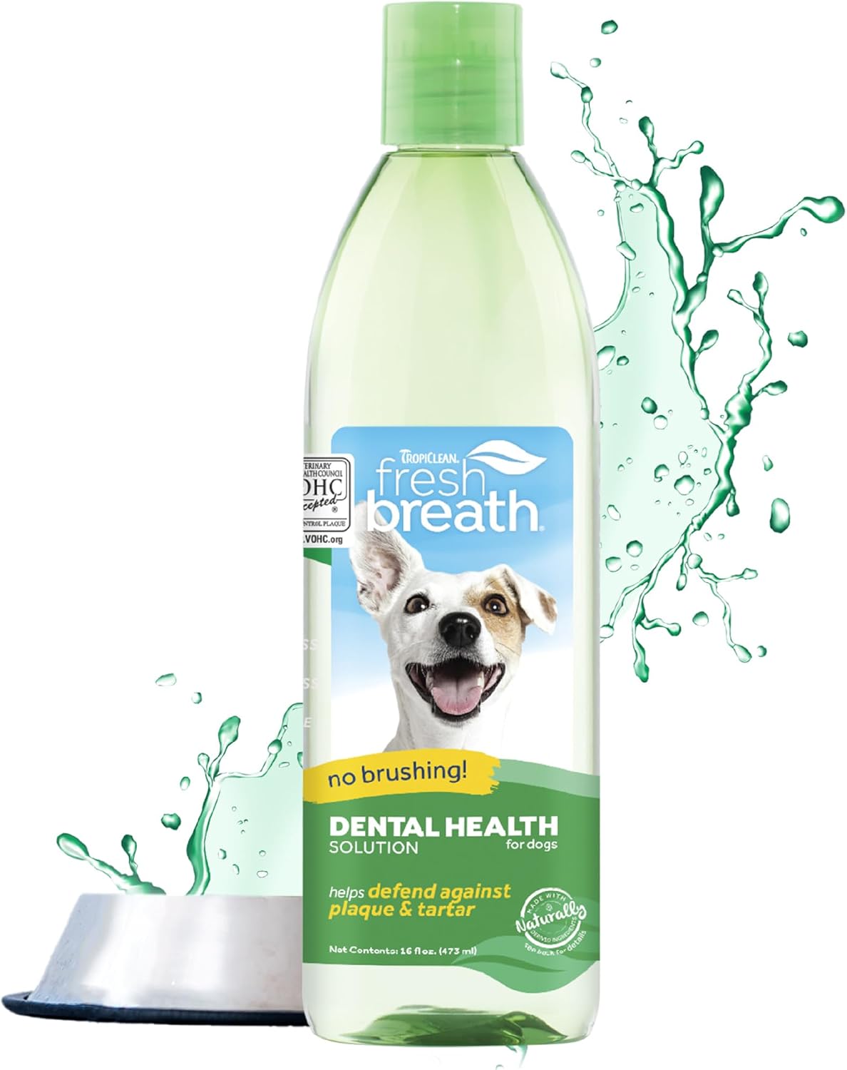 TropiClean Fresh Breath Original | Dog Oral Care Water Additive | Dog Breath Freshener Additive for Dental Health | VOHC Certified | Made in the USA | 16 oz
