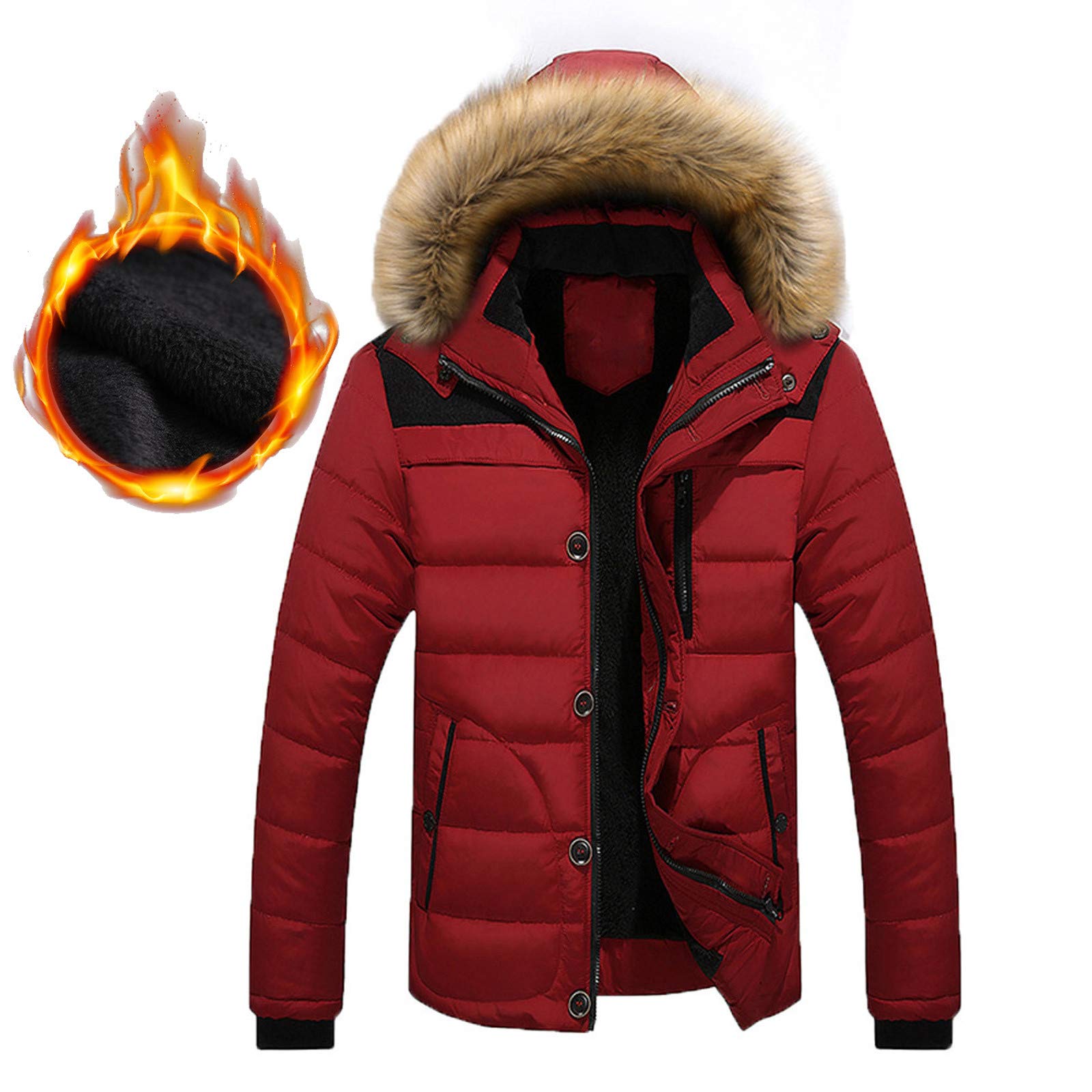 Générique Veste Matelassée Homme, Doudounes De Randonnée Homme, Basic Manteau Capuche Couleur Unie Vestes Décontractée Fermeture Éclair, Confortable Blouson Doublé Veste Vêtements Doux Et Chauds