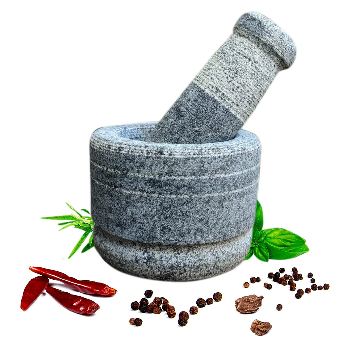 EZAHK Stone Mortar and Pestle Set, Large Size (12 cm), Okhli, Khalbatta, Kharal, Mixer, Natural & Traditional Grinder, Musal, Design for Kitchen, Home, Herbs and Spices (Grey) (B0949FT8PB) Amazon Price History, Amazon Price Tracker