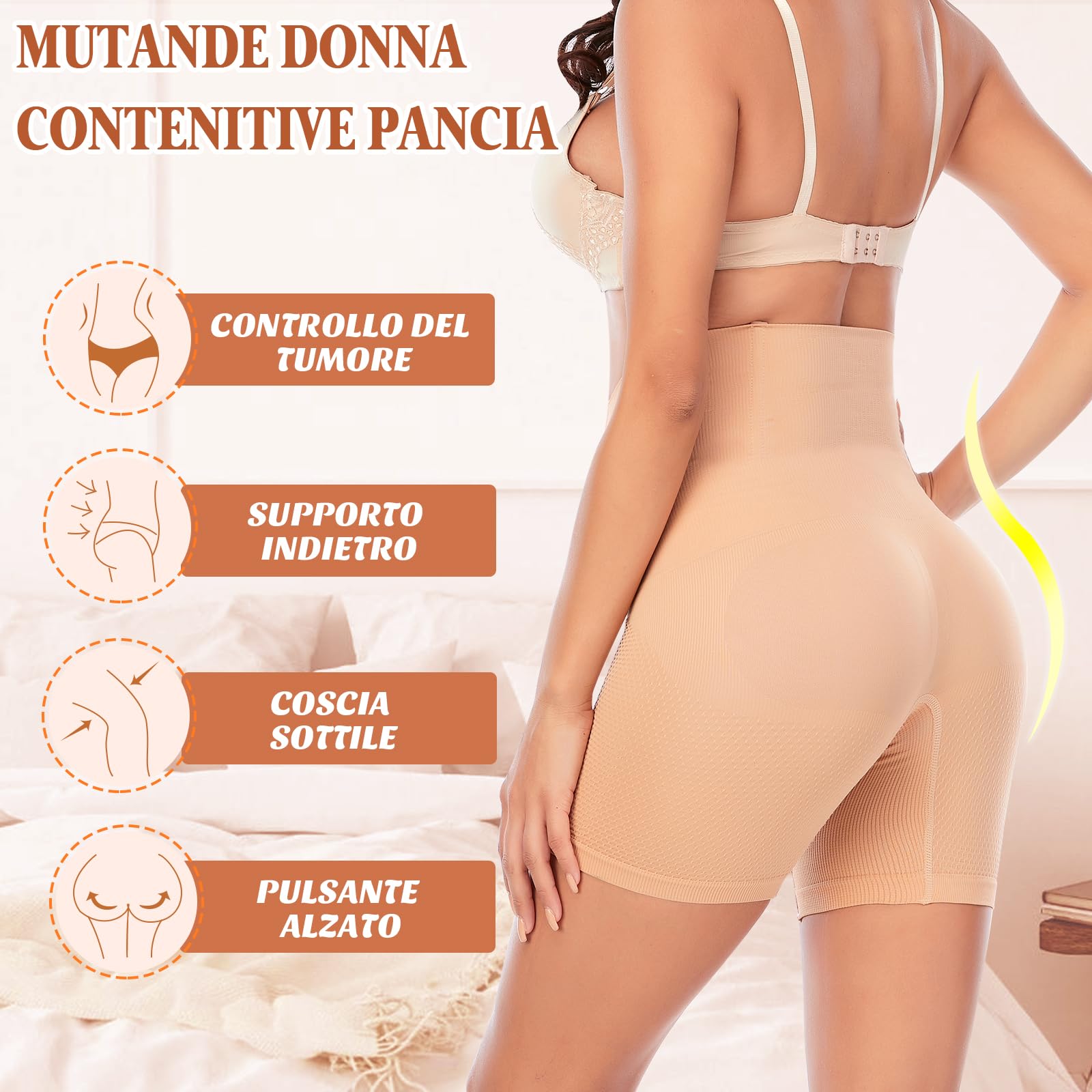 YARRCO Guaina Contenitiva Donna Pancia Piatta Mutande Contenitive Intimo Modellante Pancera Contenitiva a Vita Alta Shapewear Pantaloncini Dimagrante Invisible
