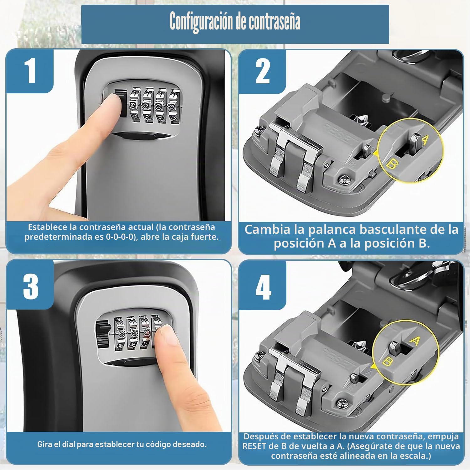 Caja de Seguridad para Ilaves con Código de 4 Dígitos, Caja de Llaves con Codigo Impermeable, Resistente a la Corrosión pared Cajetin llave, Caja Fuerte Llaves Exterior, para Hogar, Escuela, Oficina