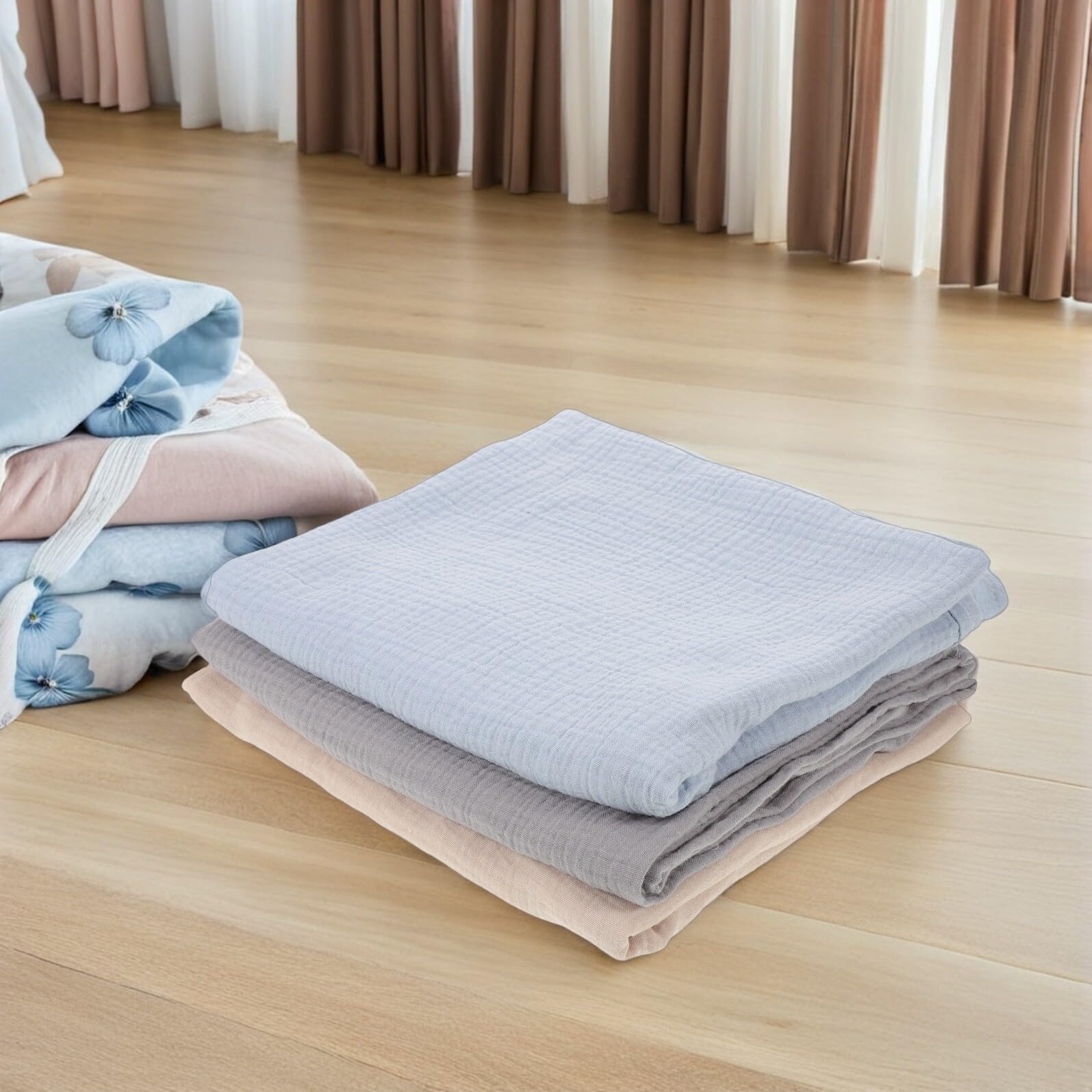 HANABASS 3piezas Manta Envolvente para Recién Nacidos de Muselina Envoltura Transpirable Unisex Dormir Guardería