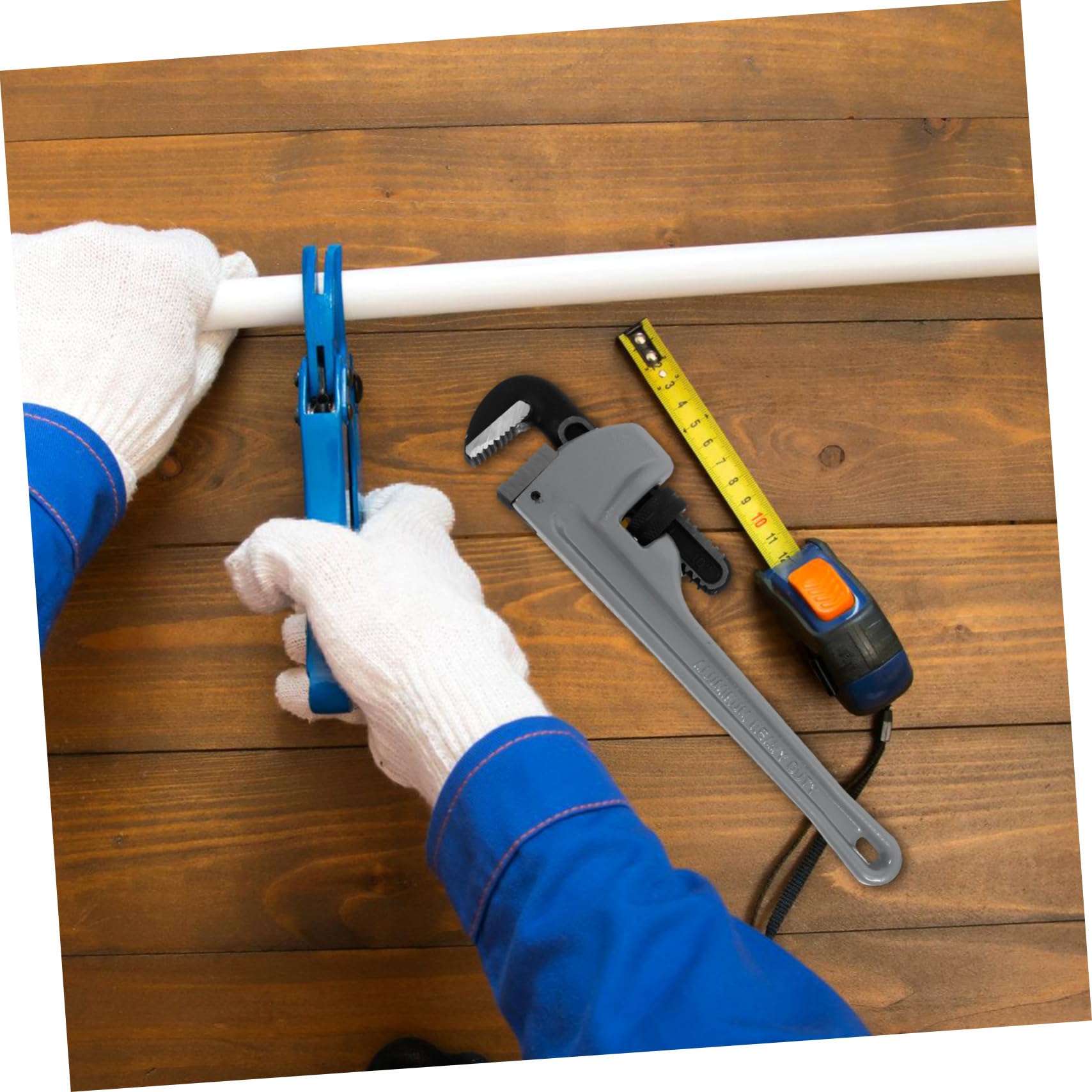 Llave de Plomero de 10 Pulgadas, Llave para Tuberías de Aleación de Aluminio y Acero Cromo-vanadio, Uso en Instalación y Mantenimiento