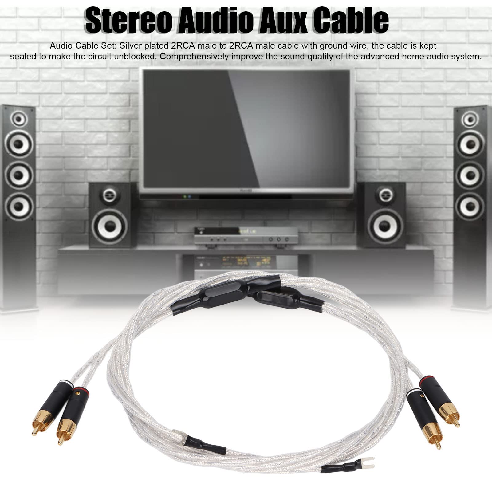 Cavo per Audiofili, Cavi Aux Stereo Placcati in Argento e Oro a Bassa capacità per Tablet con Altoparlanti HDTV (2M)