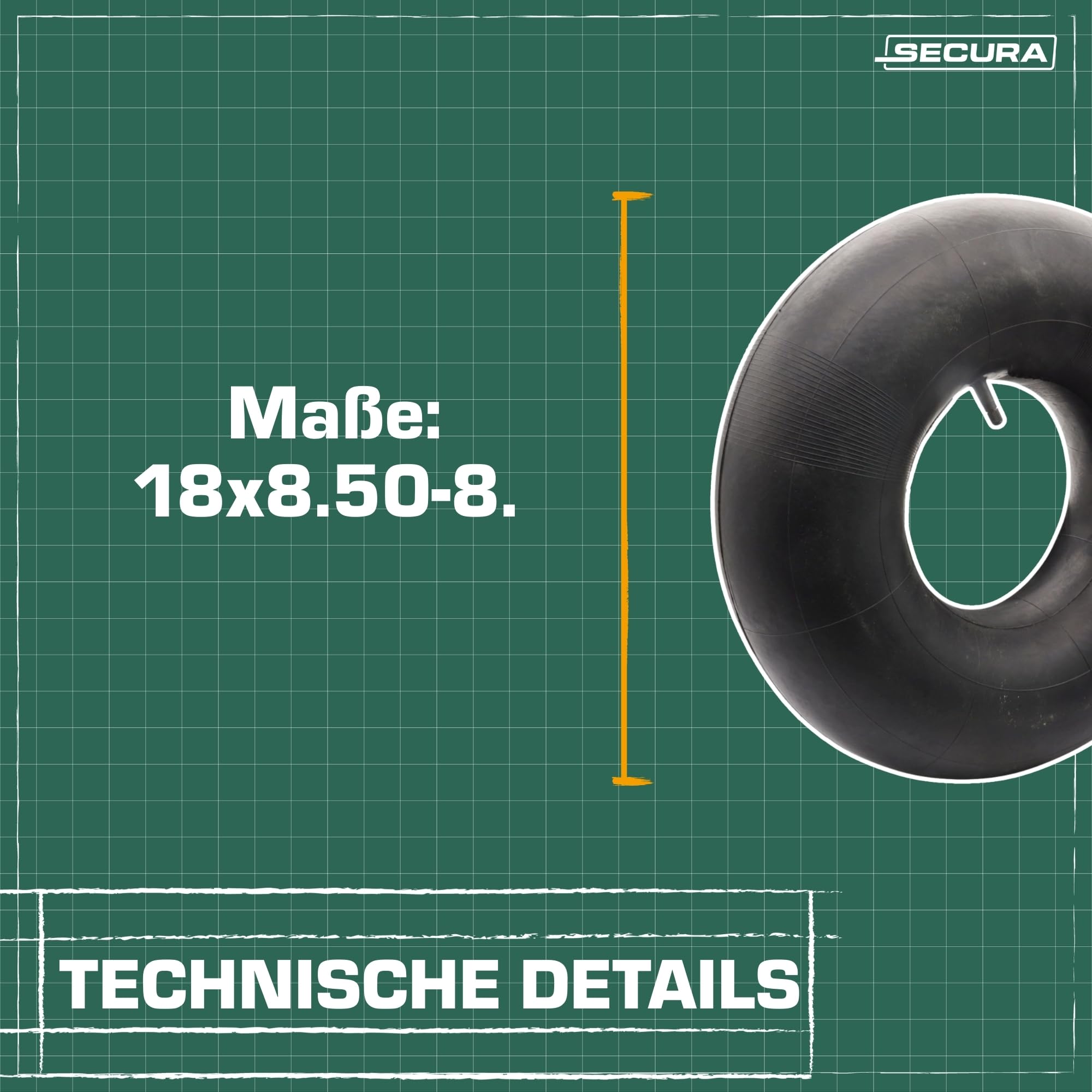 SECURA 2x Tubeless Reifen inkl. Schlauch 18x8.50-8 Schläuche mit geradem Ventil TR13