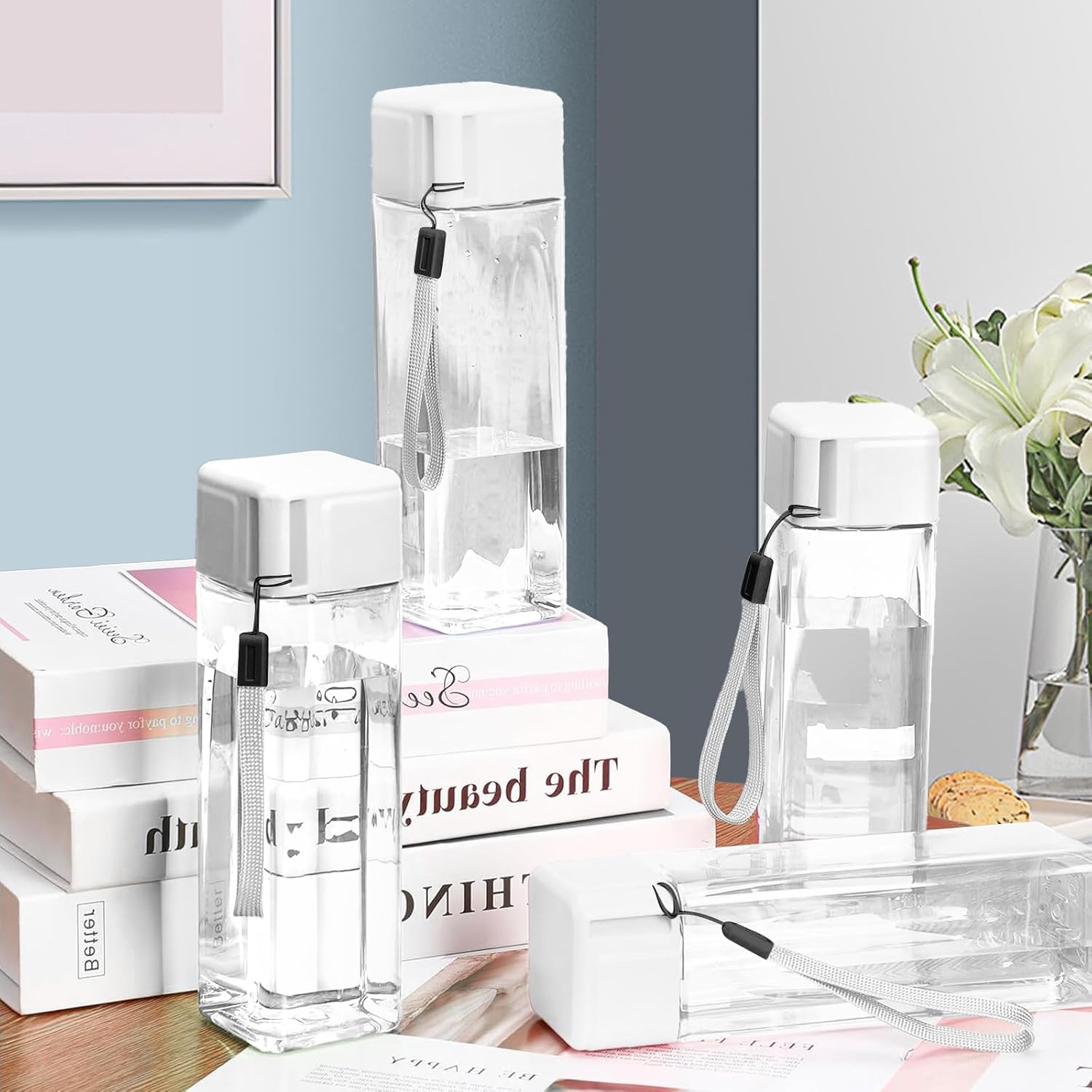 20 Pack Plastic Water Bottle Bulk for Kids 500ml Clear Sports Water Bottles Leakproof Reusable Wide Mouth Drink Bottles for School Gym Outdoor Travel Camping Fitness