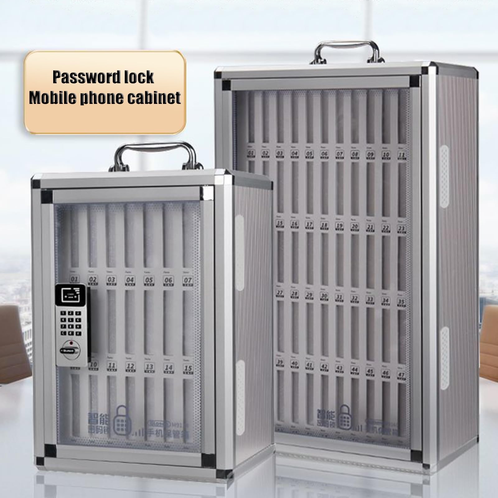 Passwortsperre Handy Safe Aluminiumlegierung Handy Safe Aufbewahrungsbox Mit Transparentem Türschrank Für Die Fabrik(60bit)