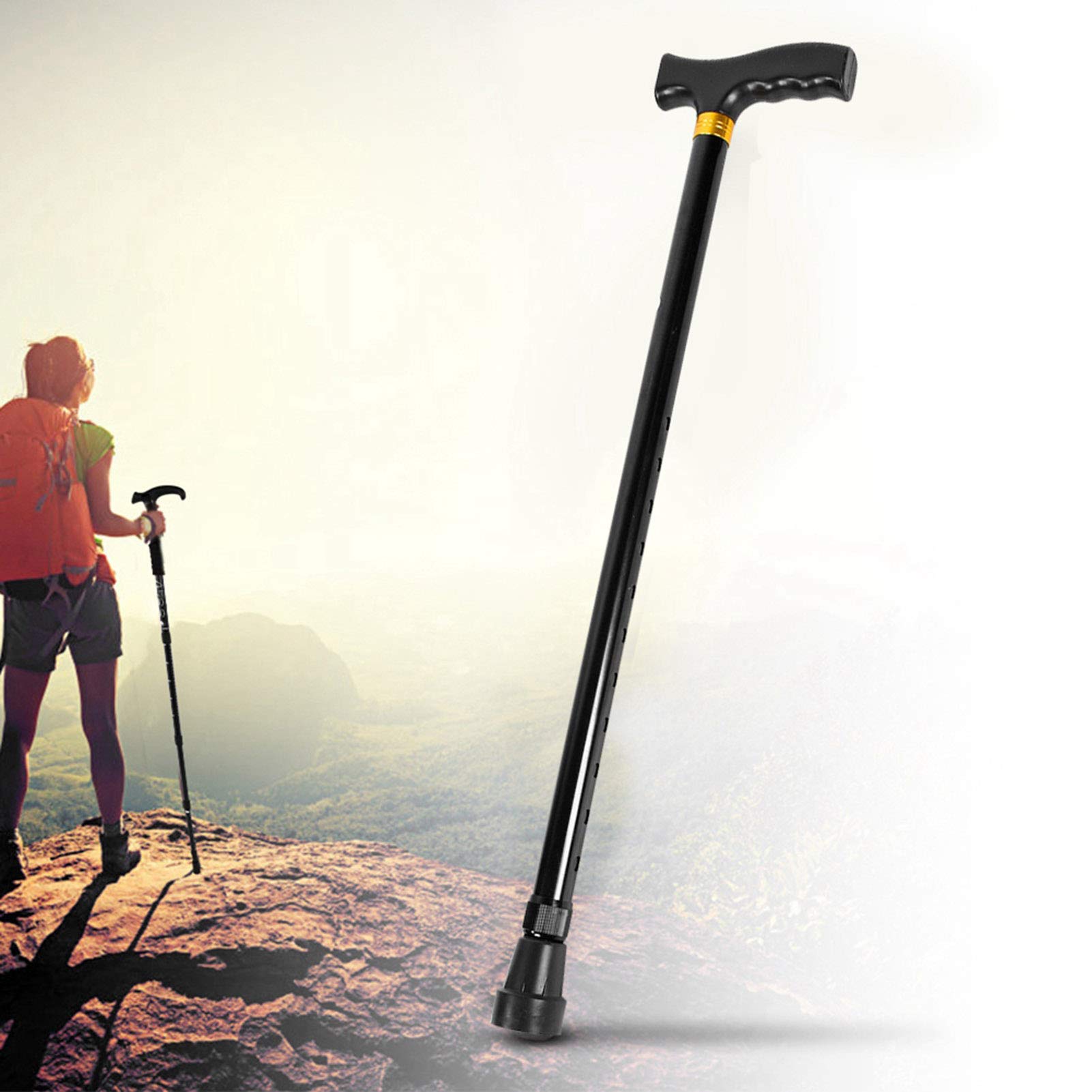 Bastone da Passeggio Addensare Bastone da Trekking in Lega di Alluminio All'aperto Antiscivolo Regolabile Pieghevole Bastoni da Passeggio per Anziani Regalo
