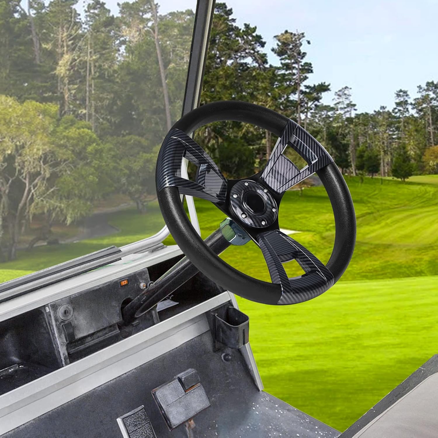 MOSNAI 13.7'' 350mm Golf Steering Wheel, Racing Cart Fit Club Car DS and Precedent,Yamaha EZGO RXV & TXT Golf Cart Steering Wheel Style 11