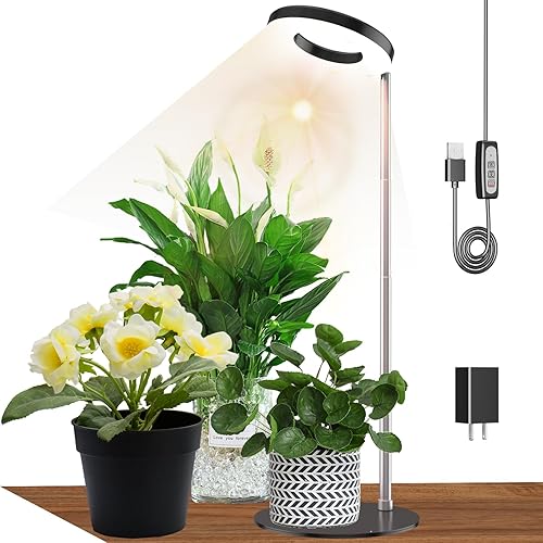 Luz LED de crecimiento de escritorio para plantas de interior, iluminación de espectro completo para plantas pequeñas, suculentas y bonsái,