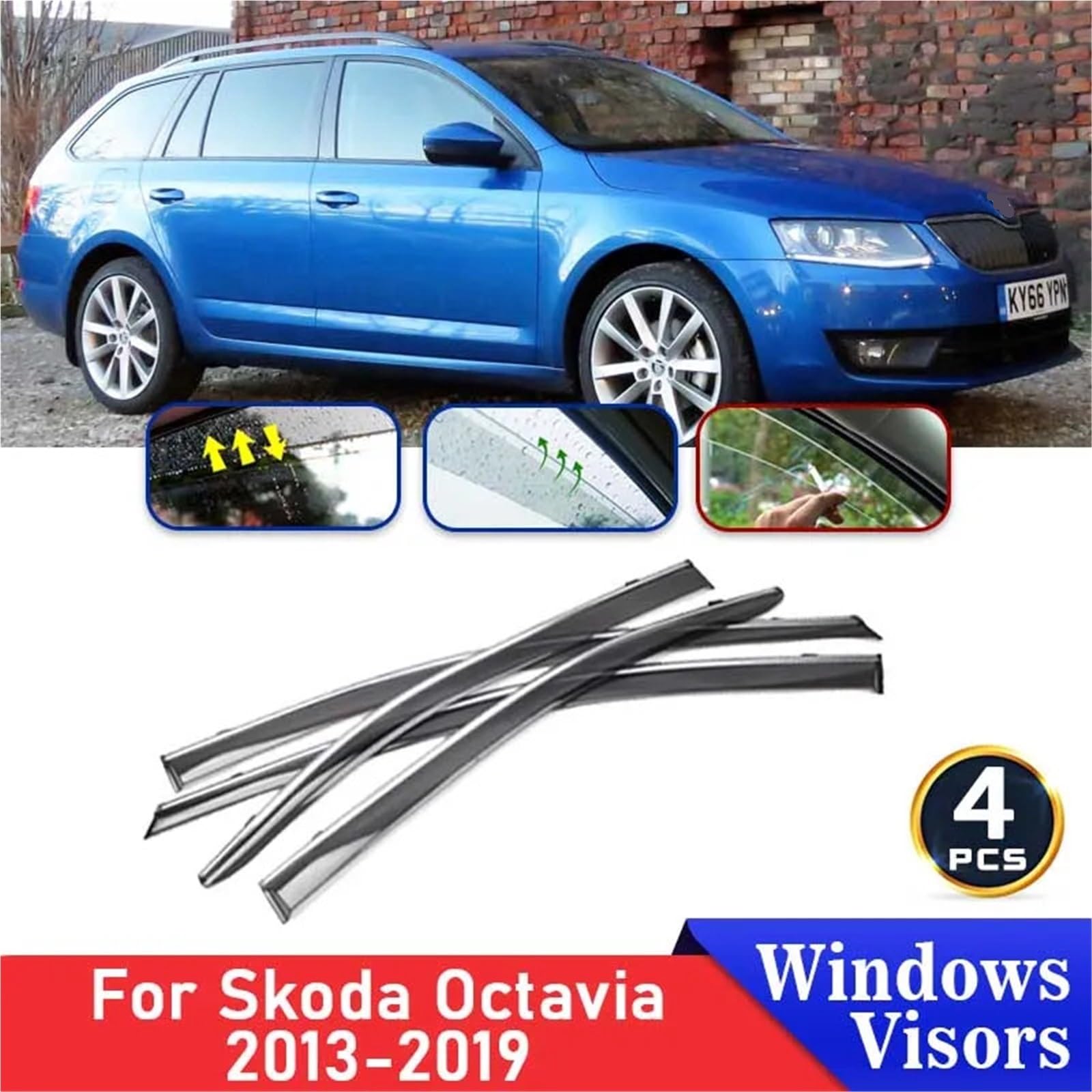 4x deflektory Do Octavia 3 MK3 5E 2013-2019 Scout Auto przednia szyba samochodu boczne osłony okienne wykończenia deszcz brwi Car Wind Deflector osłona szyby drzwi