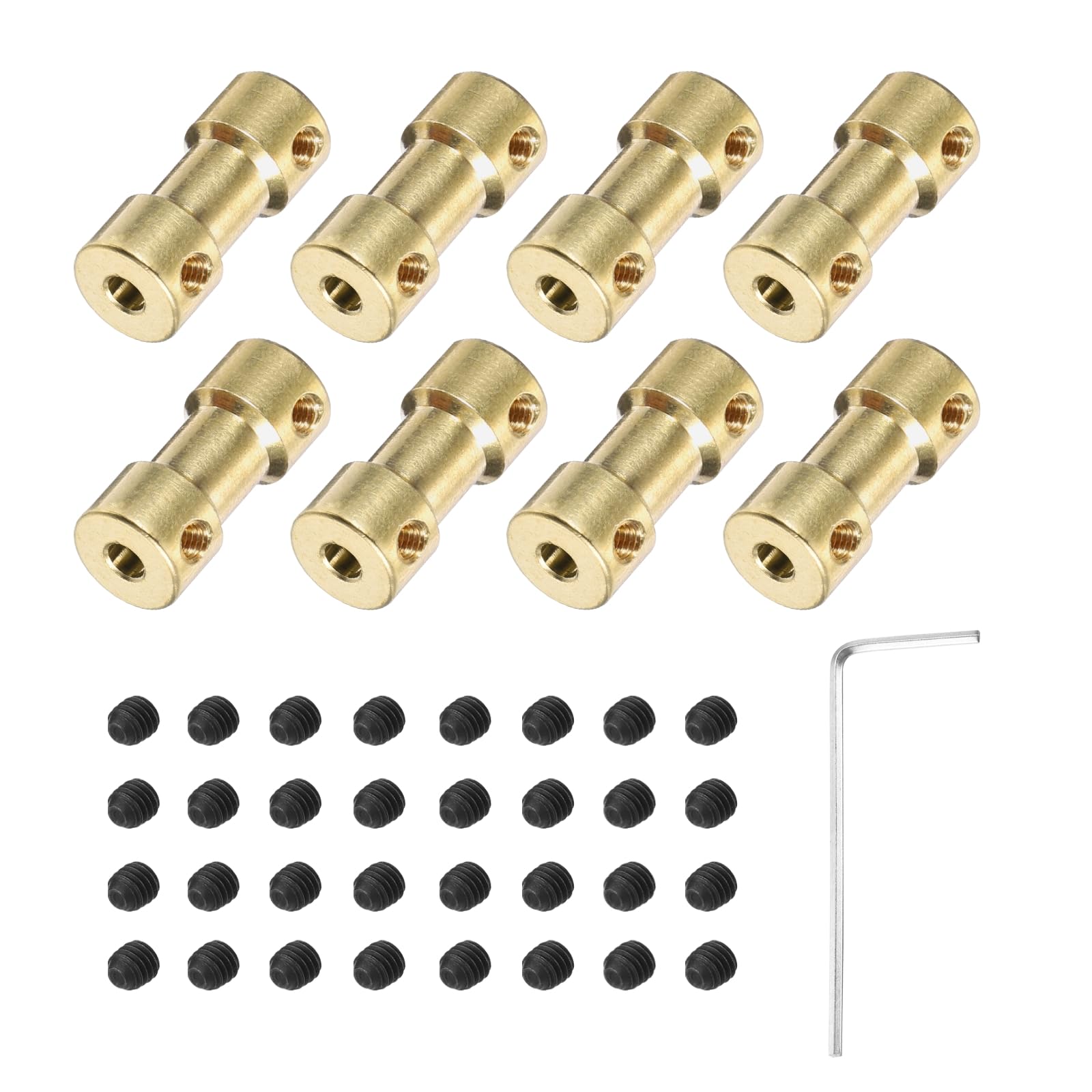 QUARKZMAN 8 Stück 3,17 mm bis 4 mm Messing Wellenkupplung Verbindungsstück mit Schrauben und Sechskantschlüssel Flexibler Motorwellenkupplung für Autoreifenwellenmotor