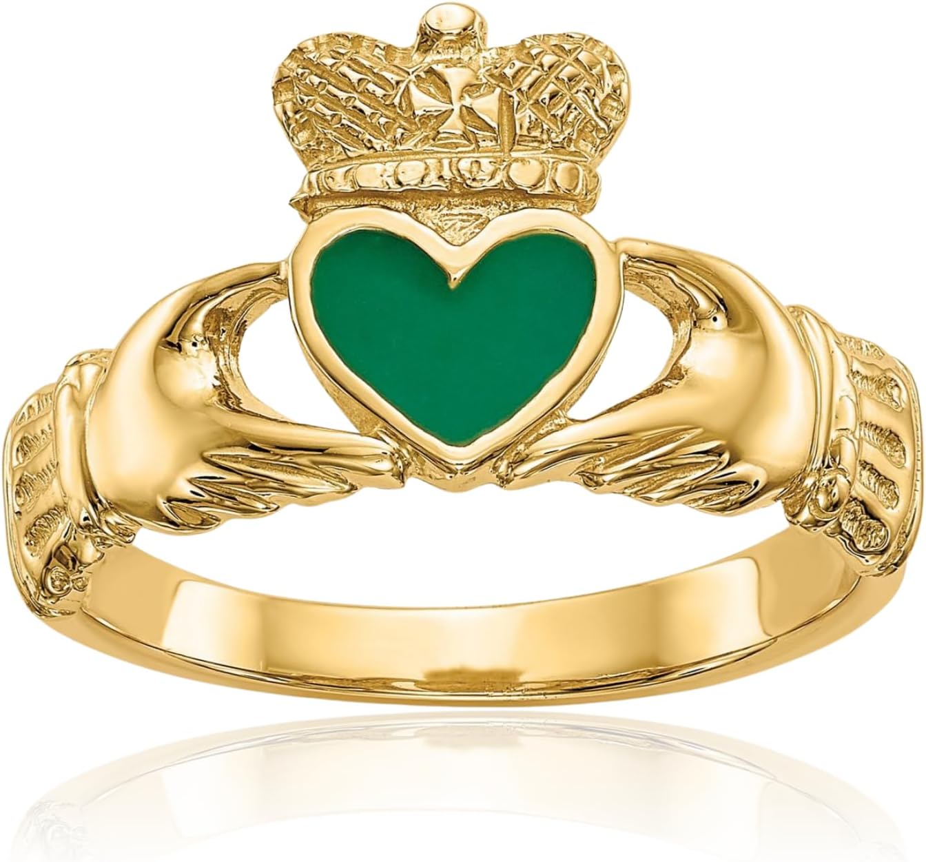 IceCarats 14K Solid Yellow Gold Celtic Claddagh Heart Statement Fashion Ring Polished