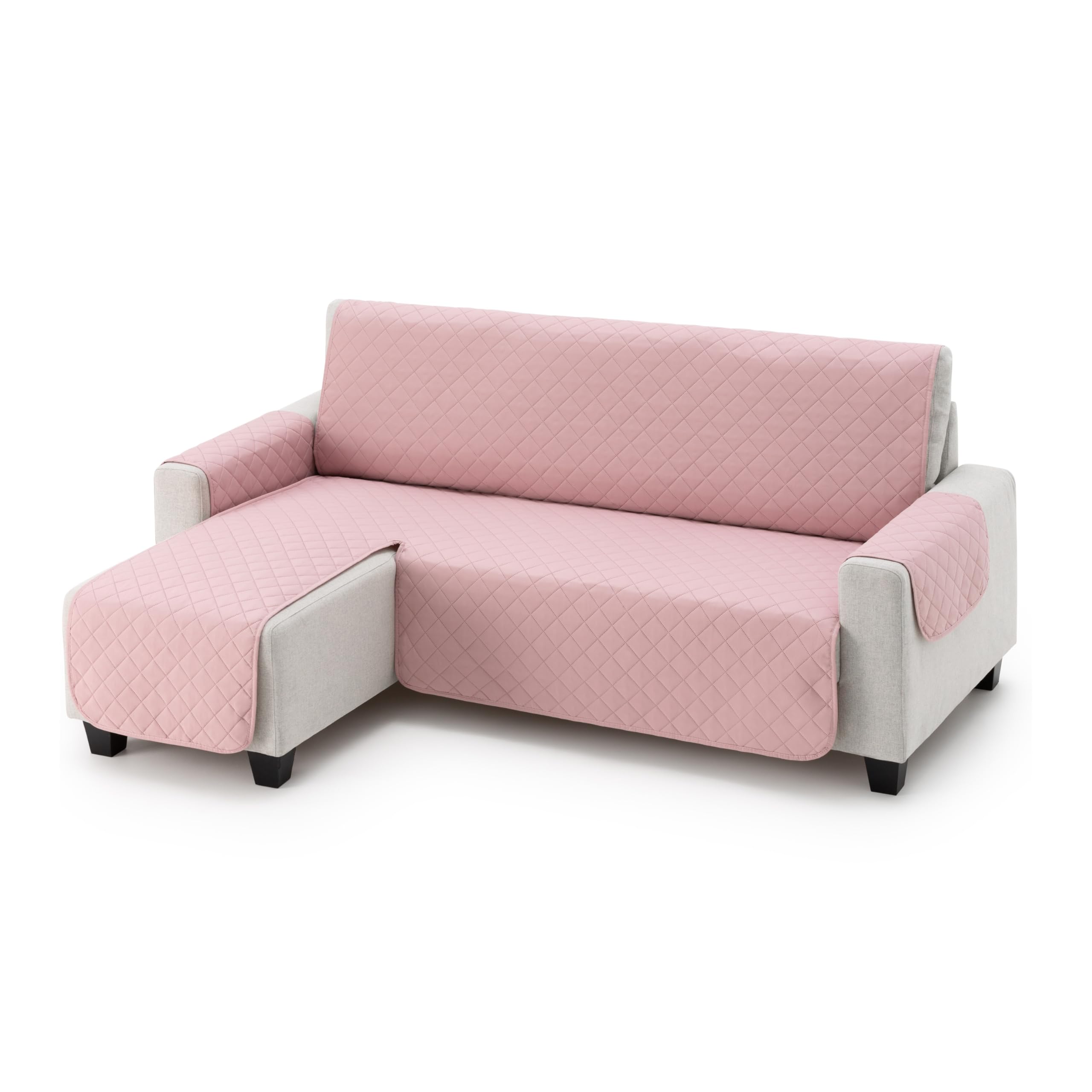 Funda Cubre Chaise Longue Acolchada Due | 240 CM - Color Rosa - Brazo Izquierdo | Protector Tacto Suave Universal | Resistente, Ideal para Mascotas | Fabricada en España