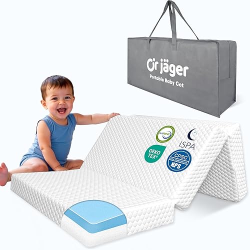 Trifold Pack and Play Mattress 38"x26", Double-Layer Pack N Play Mattresses for Baby Toddler with Waterproof Washable Breathable Cover, Portable Mini Crib Mattress for Playpen