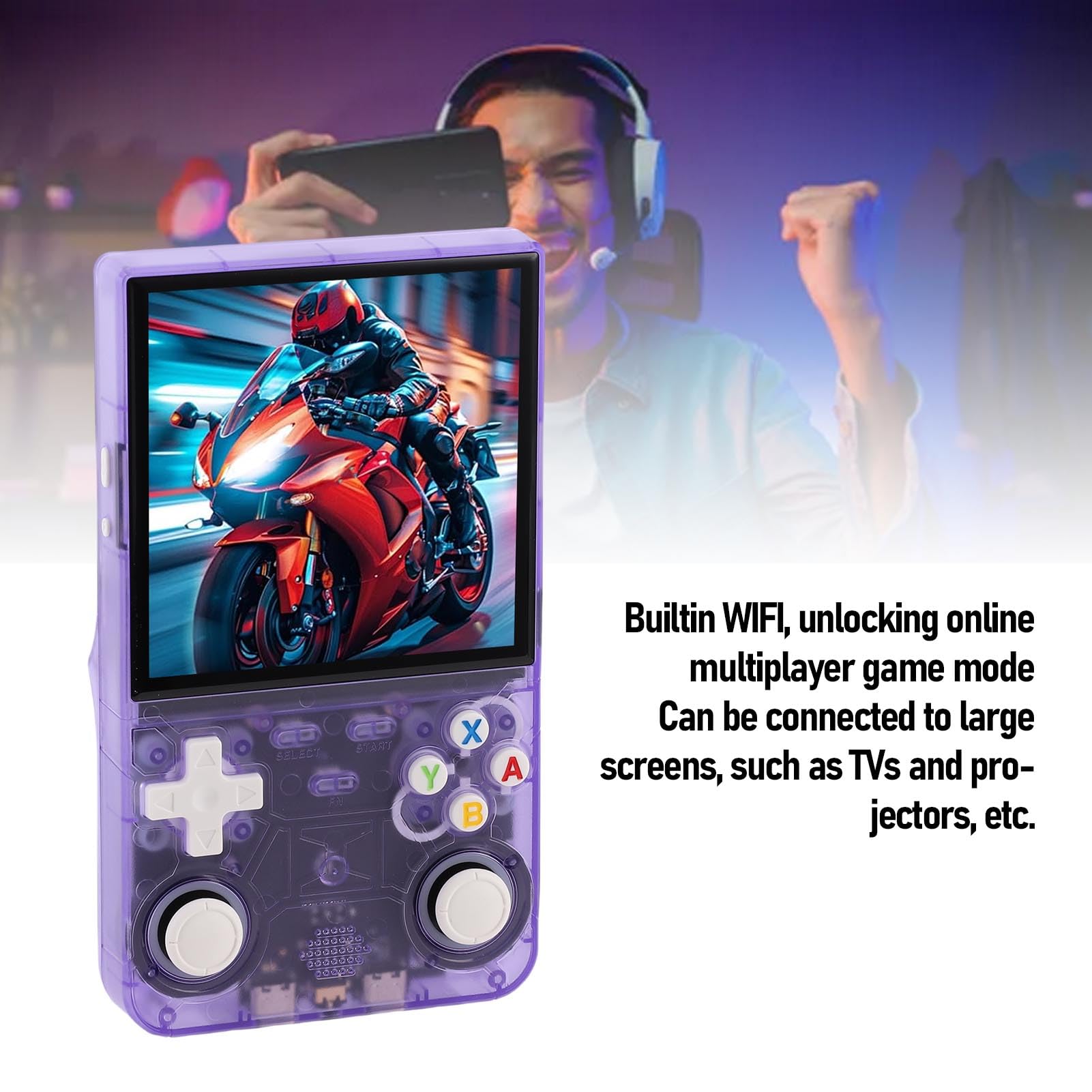 Console de Jeu Rétro Portative à Double Joystick pour Système, écran Portable de 4 Pouces pour les Joueurs (64G)