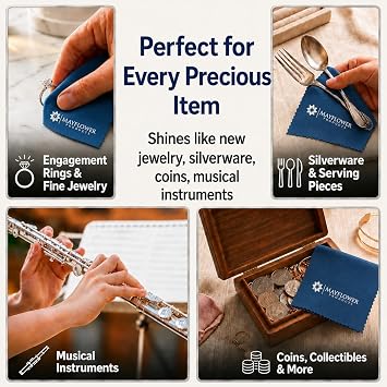 Jewelry Polish Cleaning Cloth for Silver, Gold, Platinum, and Diamond Rings