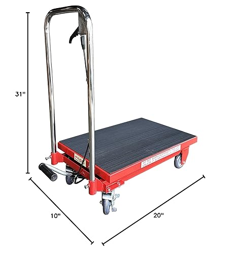 Miniatura 7 de Carro de mesa elevadora de tijera premium, tapa de 500 libras, 27.75 pulgadas de largo x 17.75 pulgadas de ancho, 8.25 a 28.5 pulgadas de alto, Pake