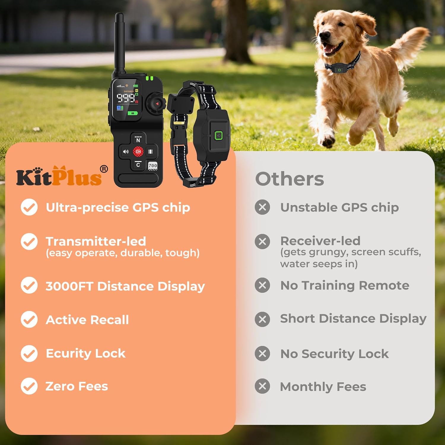 Wireless Dog Fence – GPS Dog Collar Pet Containment System with Adjustable Range 75-5600 ft, Waterproof, Beep & Vibration Feedback, Long-Lasting Battery for Small to Large Dogs