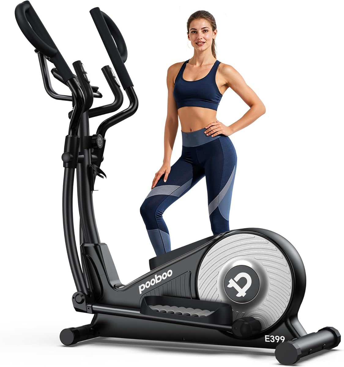 pooboo Elliptical Machine, Elliptical Exercise Machine with 16-Level Resistance&Hyper-Quiet Magnetic Driving System, Elliptical Machine for Home with LCD Monitor&15.5IN Stride, 350LBS Weight Capacity