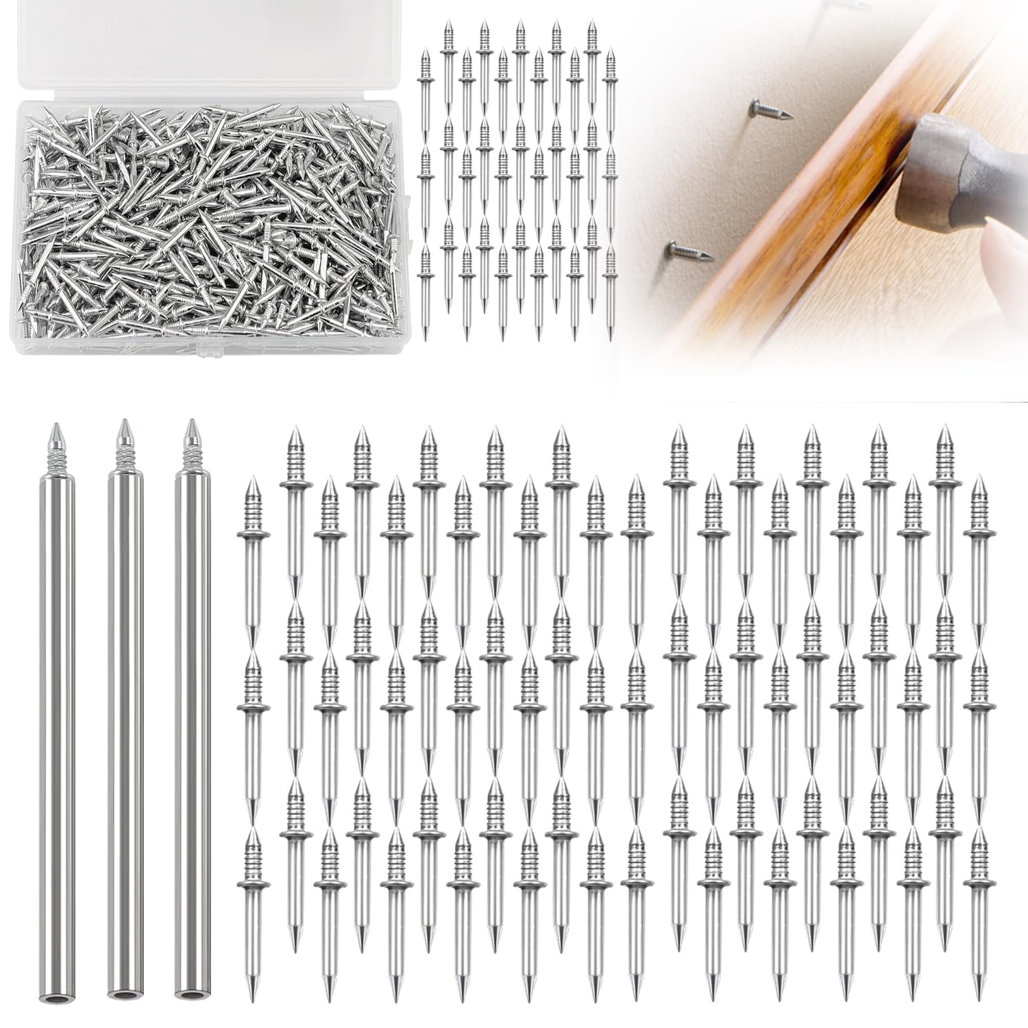 Jomewory Naadloze nagel met dubbele kop sokkeldraad, 100 stuks slijtvaste sokkelnagels, schroeven spijkers, plinten speciale nagels voor huisonderhoud voor mannen binnenshuis