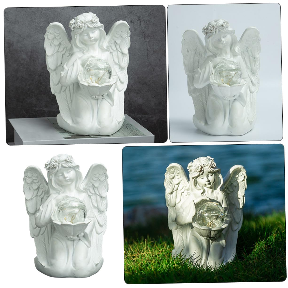 Ciieeo Statua Di Angelo Decorativa Luminosa in Resina Per Giardino Cortile Patio Balcone e Casa Ornamento Decorativo Da Esterno