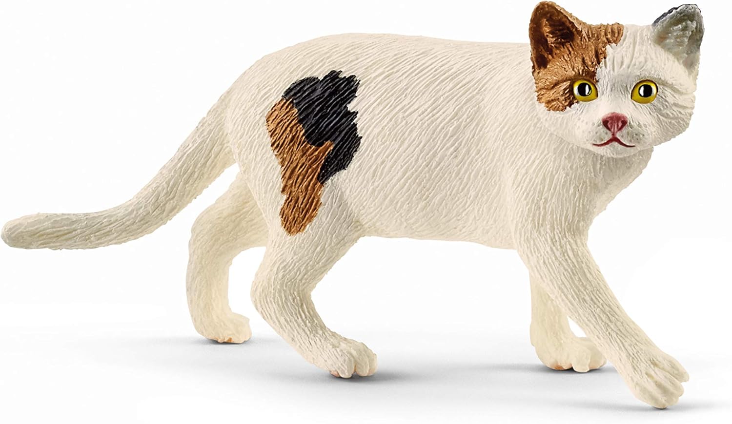 Schleich Farm World, Realistic Cat Animal Toys for Kids, American Shorthair Cat Toy, Brown and White, Ages 3+