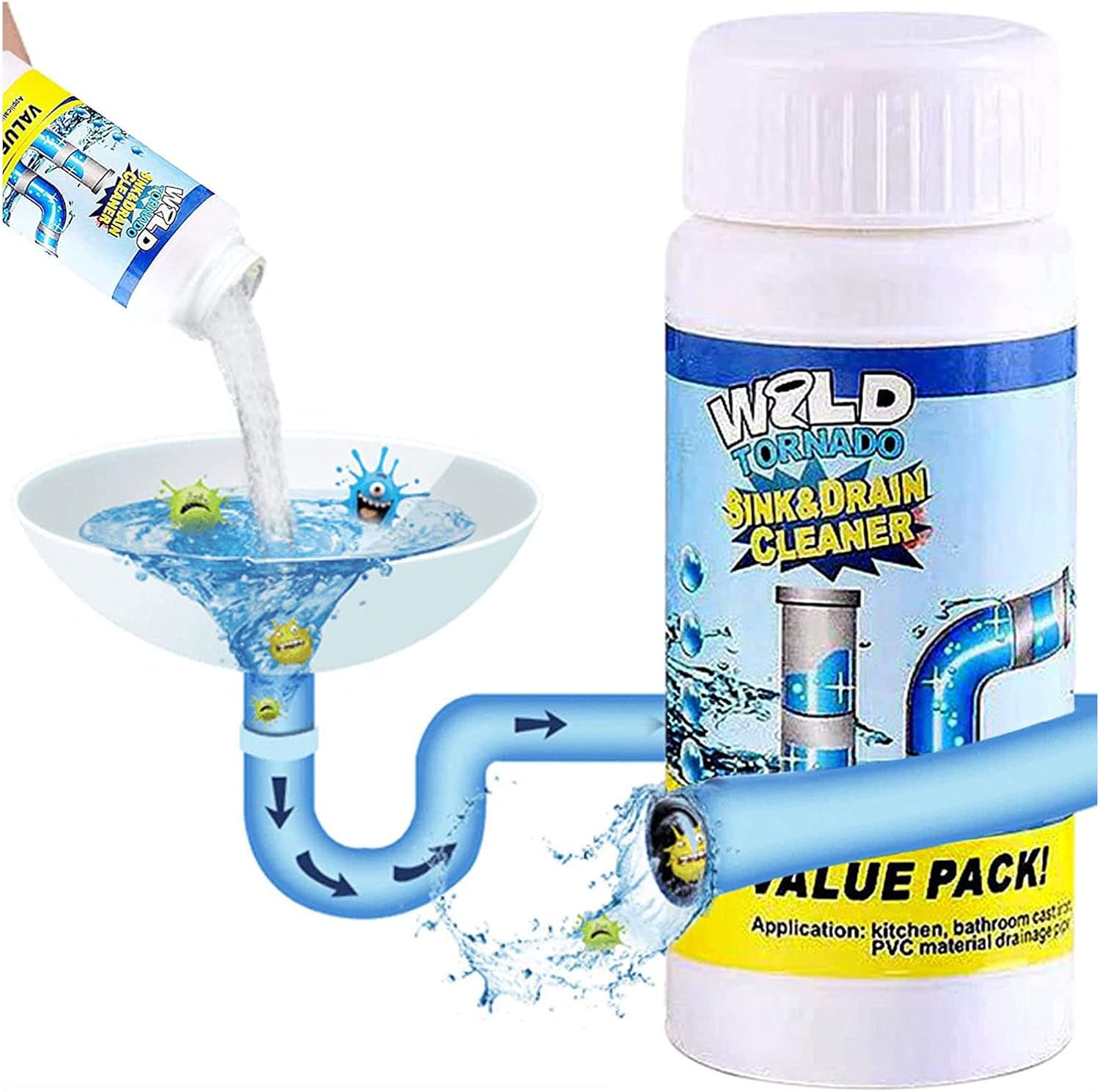 Wild Tornado Sink and Drain Cleaner Powerful Wild Tornado Pipe Dredge