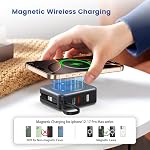 Banque de puissance magnétique avec AC Bougie murale, 6-in-1 Chargeur portable sans fil 10000mAh Câbles intégrés, 22.5W Batterie de charge rapide de type C in & out pour iPhone COMMISSION ÉCONOMIQUE POUR L'EUROPE Series, noir