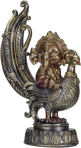 Miniatura 5 de Pacific Giftware Figura de resina hindú de elefante Dios Señor Ganesha en pavo real Señor del éxito