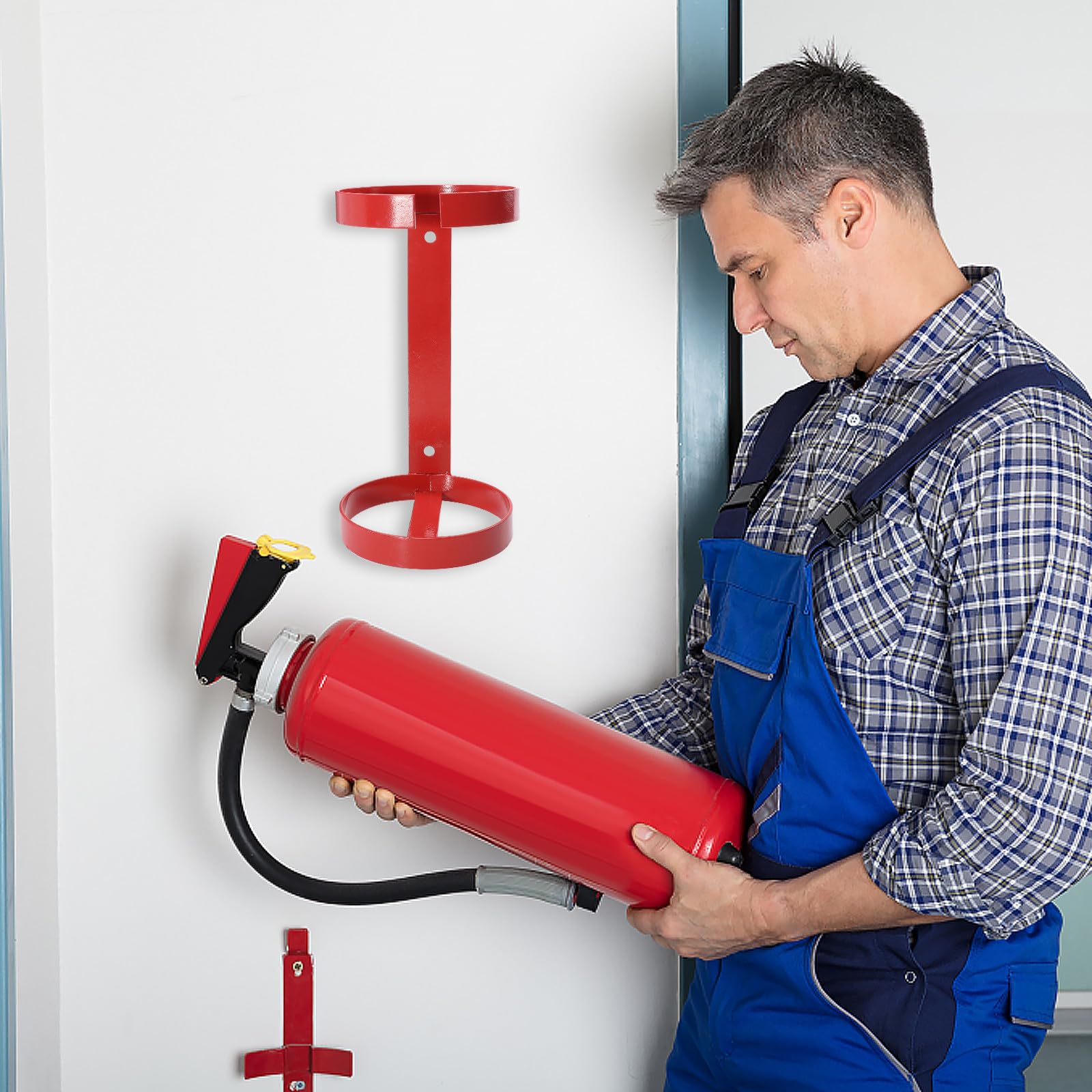 Toddmomy Soporte de Pared para Extintor de Incendios de Hierro 4kg Doble Aro Abierto, Estante Resistente para Extintores, Accesorio Seguro para Protección contra Incendios en Hogar