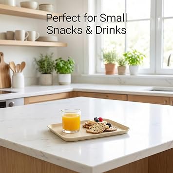 6 Pcs Plastic Trays for Food Serving, 30.5x22cm Non-Slip Serving Trays, Colourful Reusable Dinner Trays for Tea Coffee Snacks Drinks, Kitchen Serving Trays Dishes & Platters Set (6 Colours)