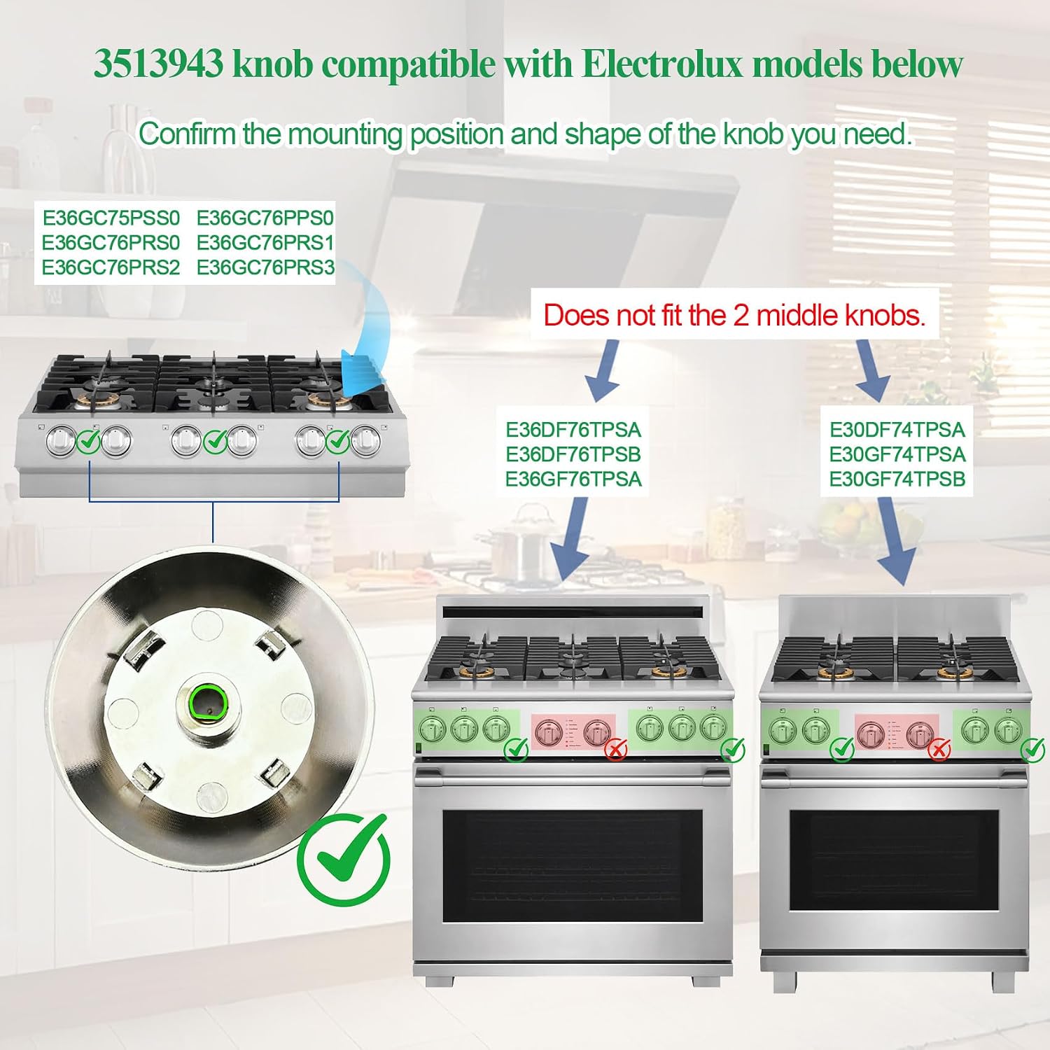 318242275 Stove Knob Compatible with electrolux Range/Cooktop(1pcs)