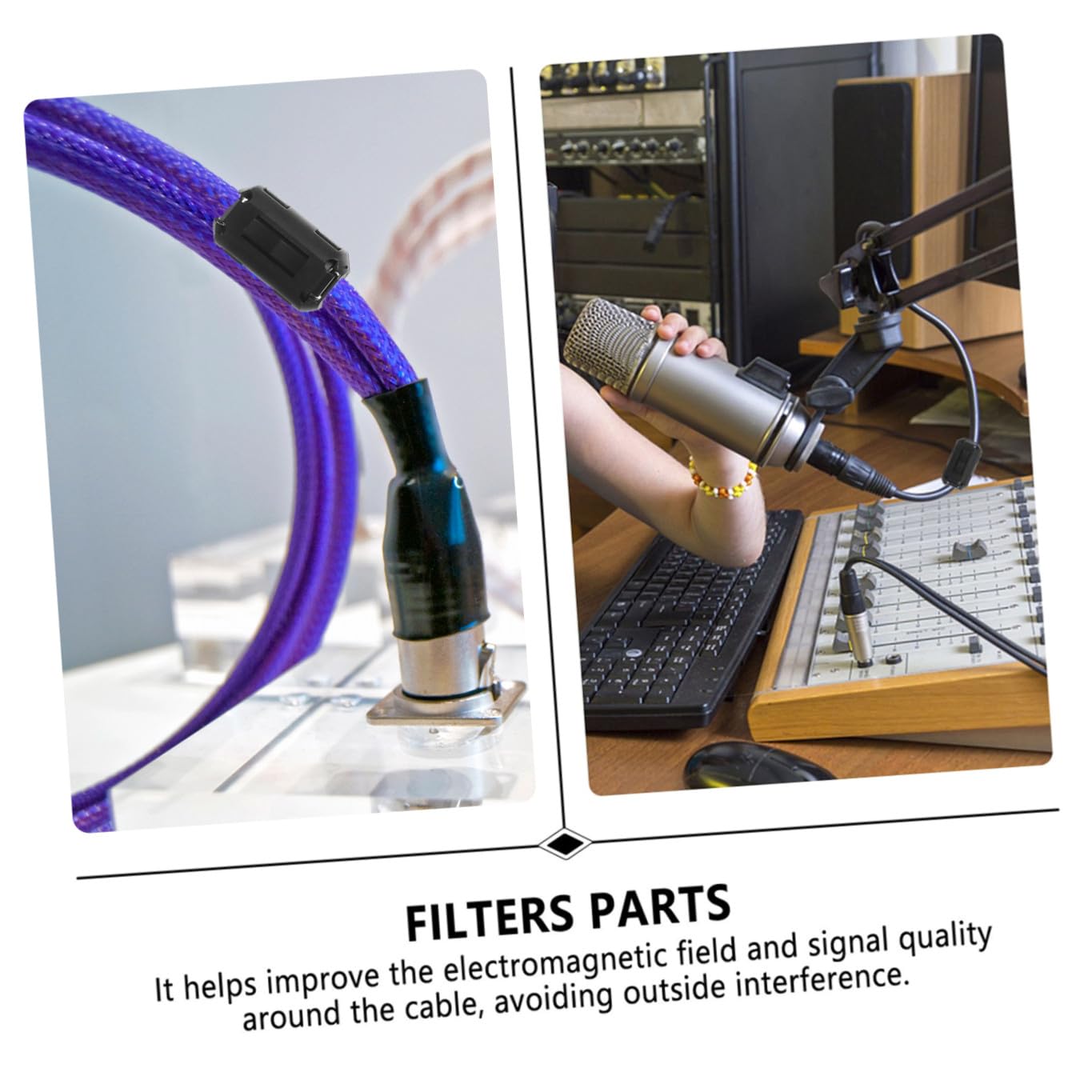 36 Pezzi Filtri Antirumore Clip in Plastica e Nucleo in Ferrite Rimovibile, Anelli di Cordone Antinterferenza per Cavi Dati, Accessori Elettronici per Installazione Audio Veicoli
