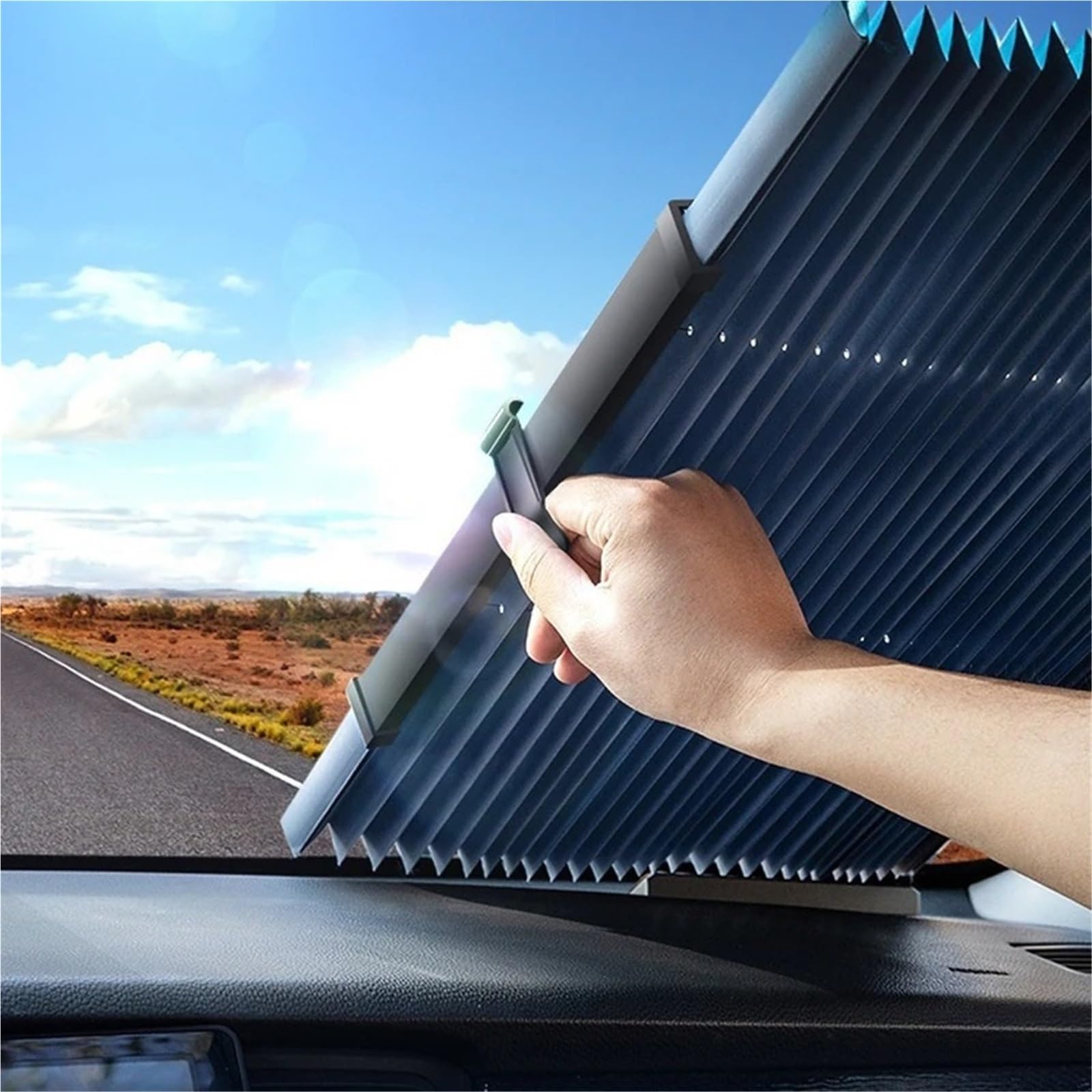 Parasoles Coche Protector De Visera Parabrisas Retráctil Grande para Coche, Bloquea Los Rayos UV, Parasol Automático, Succión para Ventana Frontal