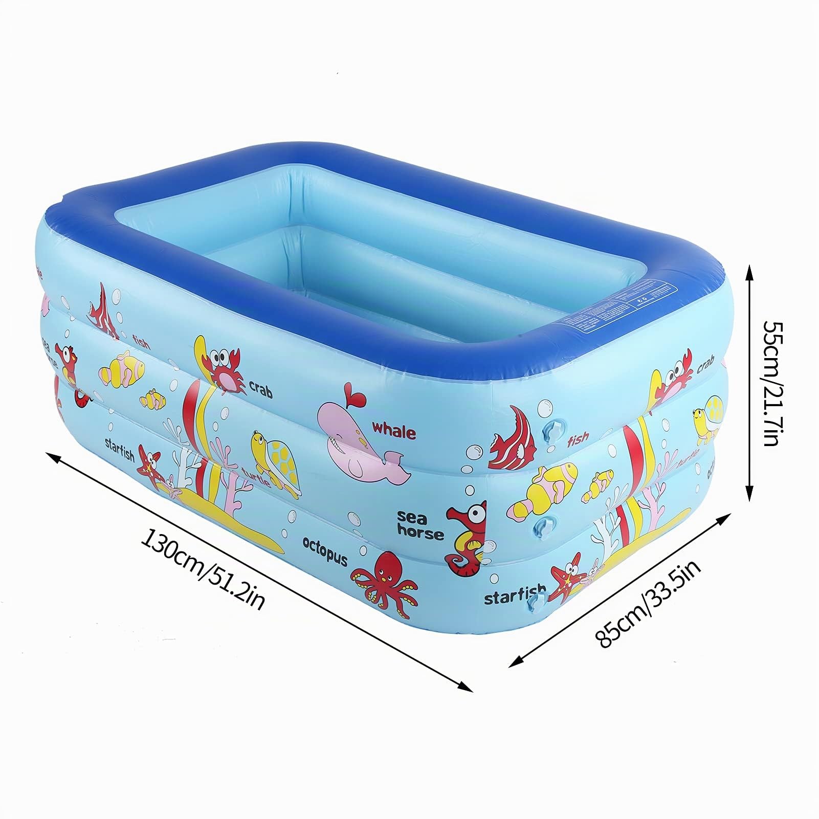 Piscina Gonfiabile per Bambini, Piscina per Bambini Gonfiabili, 130 X 85 X 55 Cm Piscina Familiare, Centro Giochi per Giochi D'acqua per Bambini per Interno e Outdoor